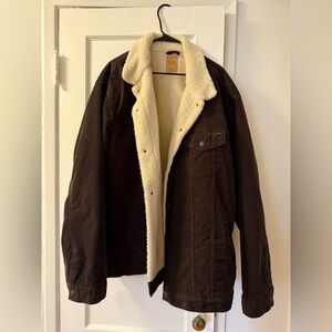 Men’s Brown Corduroy Sherpa Lined Trucker Jacket
